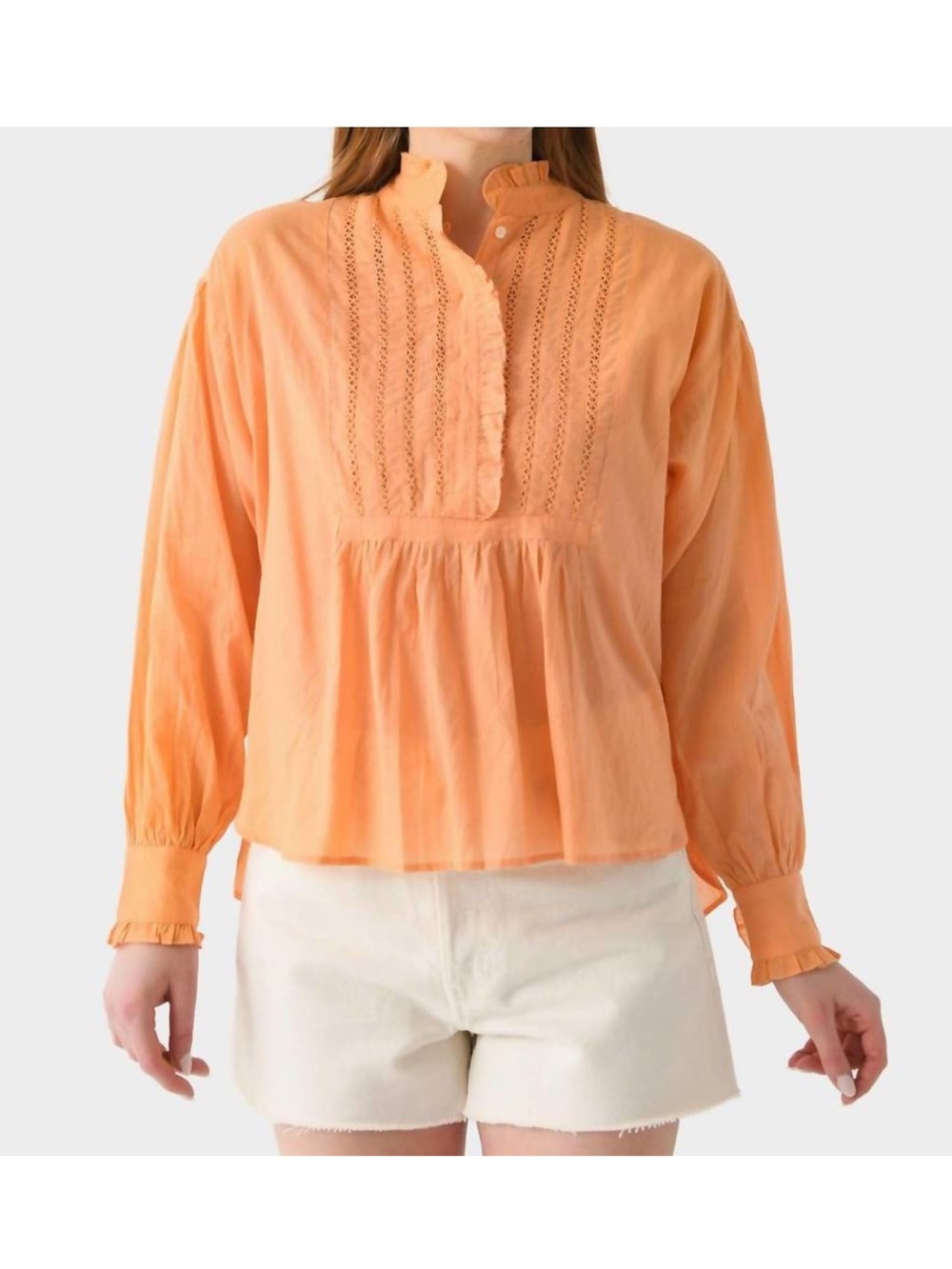 ANTIK BATIK anna victorian blouse in tangerine Sz S